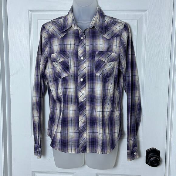 Roper Tops - Roper Western Pearl Snap Shirt Plaid Rodeo Country Concert Womens Medium